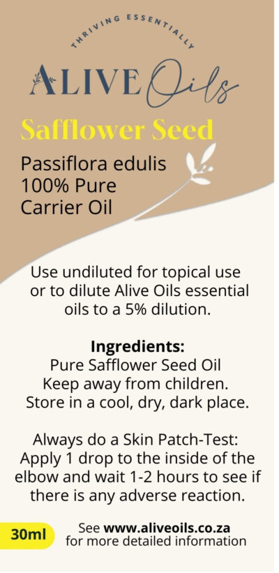 Alive Oils Safflower Seed Oil - Calms PMS symptoms, regulates menstruation, improves diabetes, blood glucose, insulin resistance, insulin secretion, and HDL cholesterol.