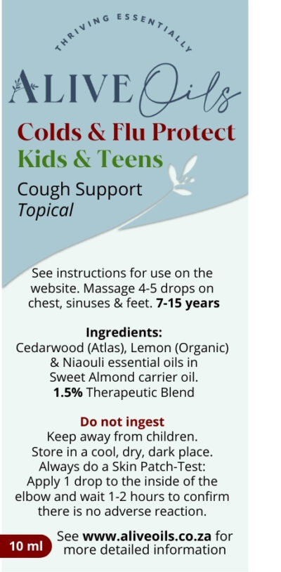 A mild blend of respiratory-calming pure essential oils for kiddies with anti-inflammatory, antispasmodic, and anti-bacterial actions.